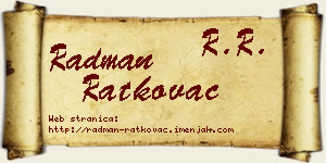 Radman Ratkovac vizit kartica